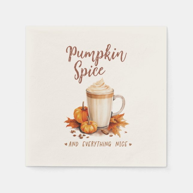 Pumpkin Spice – Latte & Autumn Foliage Napkin (Front)