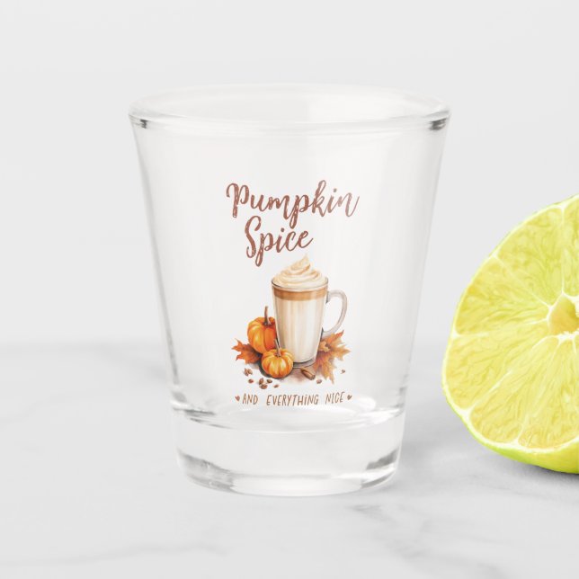 Pumpkin Spice – Latte & Autumn Foliage Shot Glass (Front)
