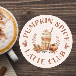 Pumpkin Spice Latte Club Fall Autumn Round Paper Coaster