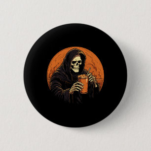Pumpkin Spice Latte Coffee Autumn Halloween Grim R 6 Cm Round Badge