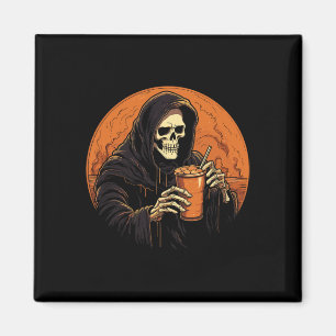 Pumpkin Spice Latte Coffee Autumn Halloween Grim R Magnet