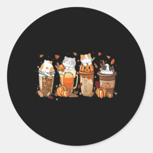 Pumpkin Spice Latte Costume For Cats Lover Cute Au Classic Round Sticker