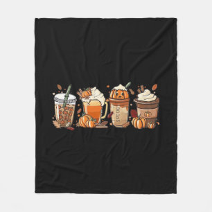 Pumpkin Spice Latte Fall Coffee, Autumn Thanksgivi Fleece Blanket