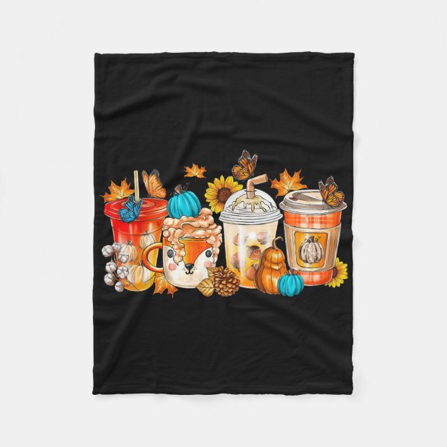 Pumpkin Spice Latte Fall Cosy Coffee Retro Autumn  Fleece Blanket (Front)