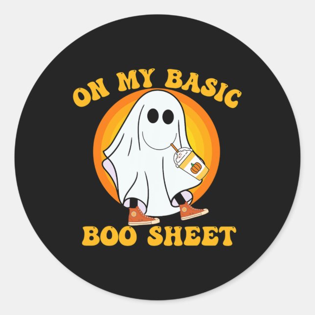 Pumpkin Spice Latte Fall Vibe Halloween Fun Basic  Classic Round Sticker (Front)