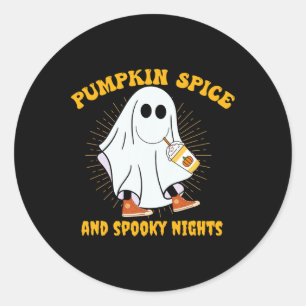 Pumpkin Spice Latte Fall Vibe Halloween Spooky Gho Classic Round Sticker