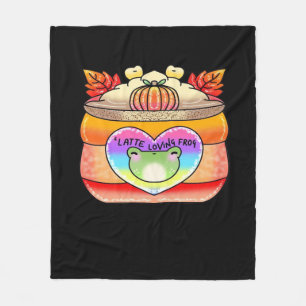 Pumpkin Spice Latte Loving Frog Fleece Blanket