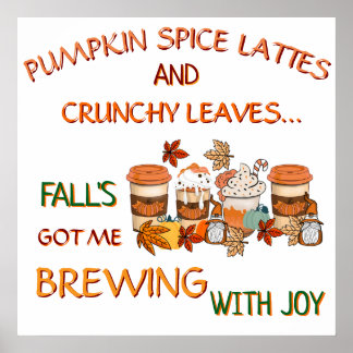 Pumpkin Spice & Leaves Fall  Poster