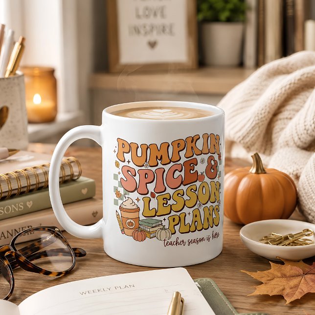 Pumpkin Spice Lesson Plans Retro Fall Teacher Gift Coffee Mug (Creator Uploaded)