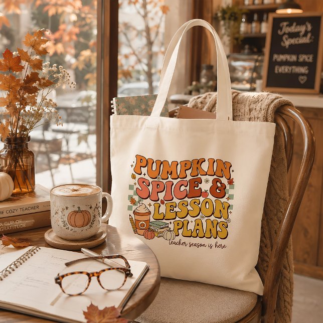 Pumpkin Spice Lesson Plans Retro Fall Teacher Gift Tote Bag (Creator Uploaded)