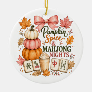Pumpkin Spice Mahjong Nights Ceramic Tree Decoration