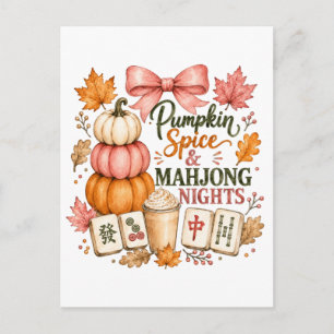 Pumpkin Spice Mahjong Nights Holiday Postcard