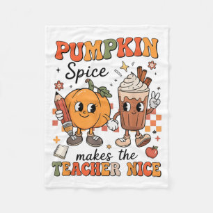 Pumpkin Spice Makes Teacher Nice Fall Thanksgiving Fleece Blanket