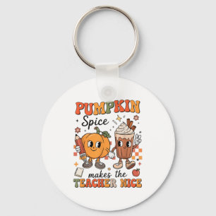 Pumpkin Spice Makes Teacher Nice Fall Thanksgiving Key Ring