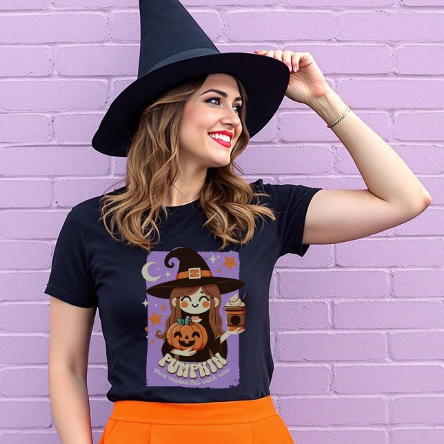 Pumpkin Spice Makes this Witch Nice Cute Pastel T-Shirt (Pumpkin Spice Makes this Witch Nice Cute Pastel T-Shirt.)