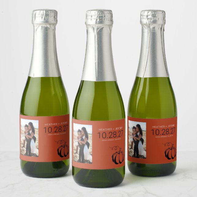 Pumpkin Spice Mini Sparkling Wine Label (Bottles)