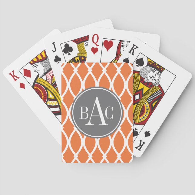 Pumpkin Spice Monogrammed Barcelona Print Playing Cards (Back)