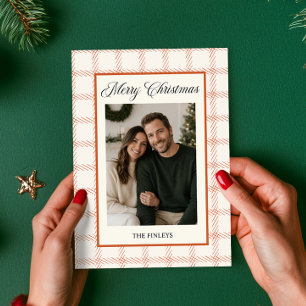 Pumpkin Spice Plaid Portrait Photo  Holiday Card