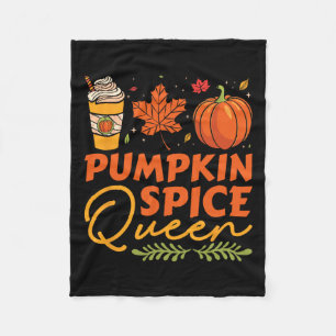 Pumpkin Spice Queen Thanksgiving Autumn Fall Fleece Blanket