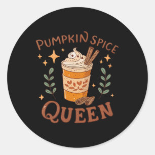 Pumpkin Spice Queen Vintage Thanksgiving Autumn Fa Classic Round Sticker