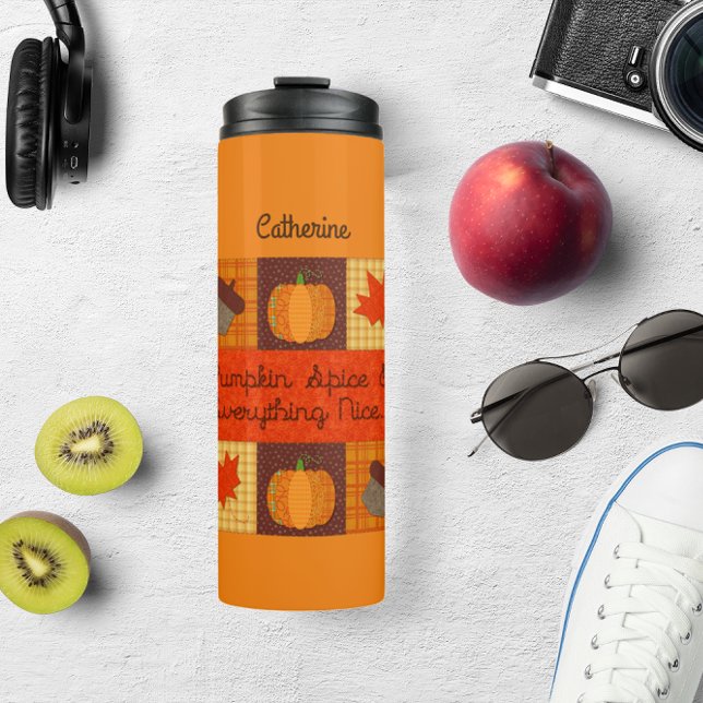 Pumpkin Spice Quilt Collage Personalised Thermal Tumbler (Creator Uploaded)