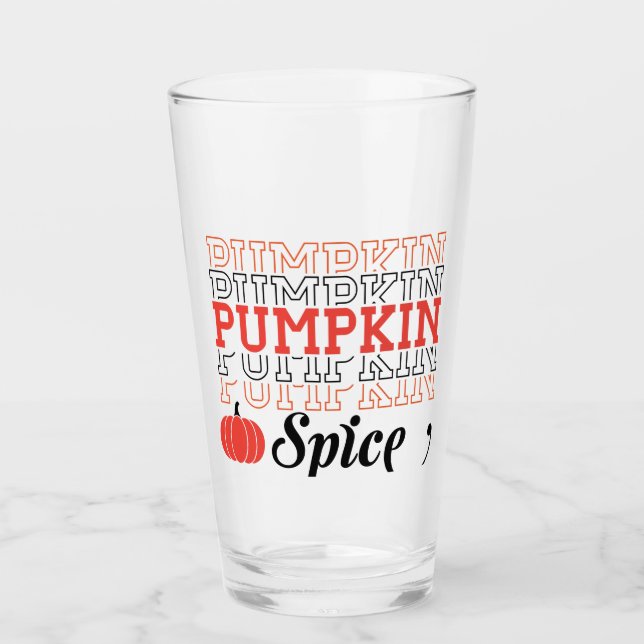 Pumpkin Spice Repeated Text - Autumn Design Glass (Front)