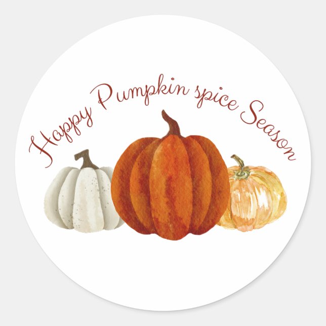 Pumpkin Spice Season cute pumpkin for Autumn lover Classic Round Sticker (Front)