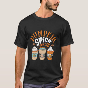 Pumpkin Spice Season Fall Autumn Coffee Latte Funn T-Shirt