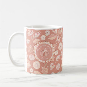 Pumpkin Spice Season Fall Autumn Leaves Mums Coffee Mug