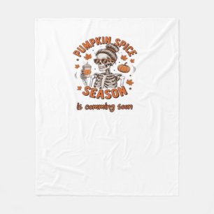 Pumpkin Spice Season is Comming Soon Halloween Fal Fleece Blanket