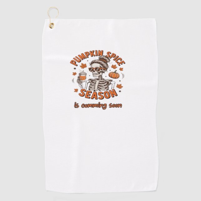 Pumpkin Spice Season is Comming Soon Halloween Fal Golf Towel (Front)