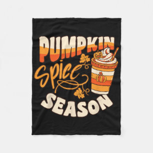 Pumpkin Spice Season Latte Coffee Fall Autumn Funn Fleece Blanket