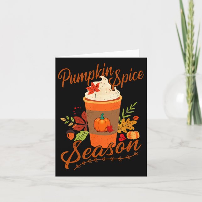 Pumpkin Spice Season Latte Fall Season Women Kids  Card (Front)