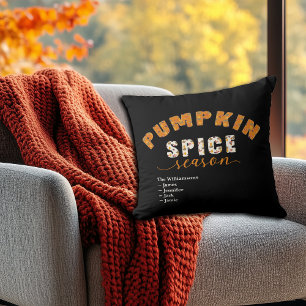 Pumpkin Spice Season Vibes Personalise Name Cushion