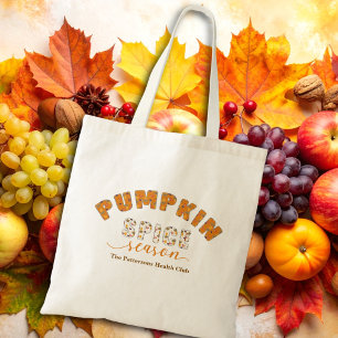 Pumpkin Spice Season Vibes Personalise Name Tote Bag
