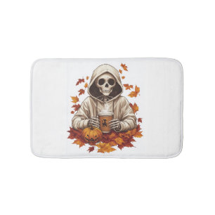 Pumpkin Spice Skeleton Bath Mat