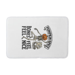 Pumpkin Spice Skeleton Vintage Halloween Dance Shi Bath Mat