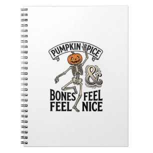 Pumpkin Spice Skeleton Vintage Halloween Dance Shi Notebook