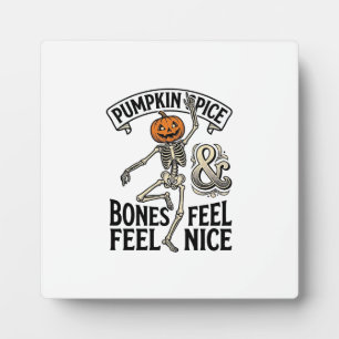 Pumpkin Spice Skeleton Vintage Halloween Dance Shi Plaque
