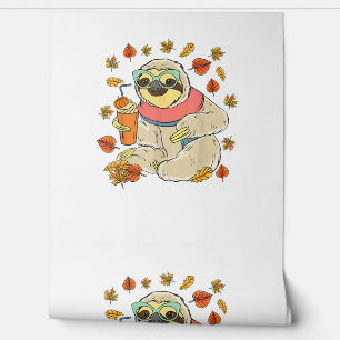 Pumpkin Spice Sloth Fall Leaves Thanksgiving Autum Wallpaper