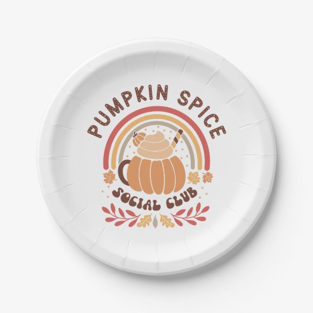 Pumpkin Spice Social Club – Cute Fall PSL  Paper Plate (Front)