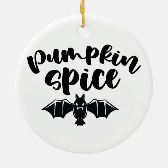 Pumpkin Spice - Spooky Halloween Bat Ceramic Tree Decoration (Back)