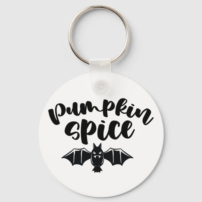 Pumpkin Spice - Spooky Halloween Bat Key Ring (Front)