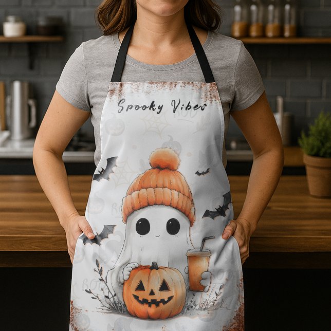 Pumpkin Spice Spooky Vibes Personalised Apron (Creator Uploaded)