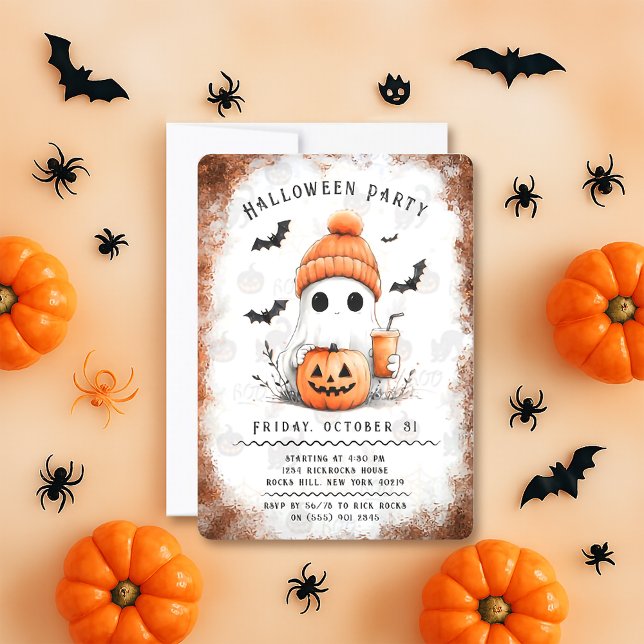 Pumpkin Spice Spooky Vibes Personalised Invitation (Creator Uploaded)