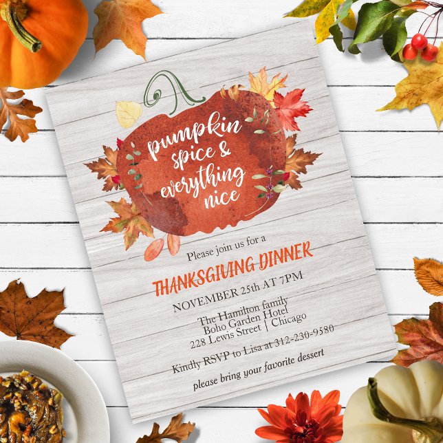 Pumpkin Spice Thanksgiving Budget Grey  Invitation (Creator Uploaded)