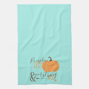 Pumpkin Spice Themed Fall or Halloween Decoration Tea Towel