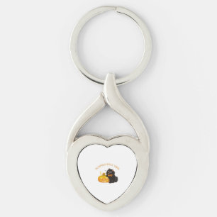 Pumpkin Spice Vibes, Halloween, black cat, pumpkin Key Ring