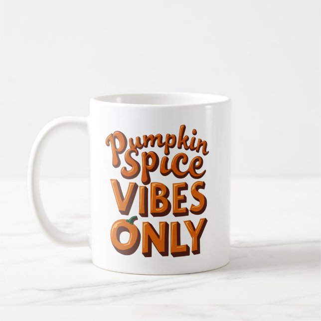 Pumpkin Spice Vibes Only Retro Fall Coffee Mug (Left)