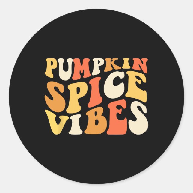 Pumpkin Spice Vibes Retro Autumn Vibes  Classic Round Sticker (Front)